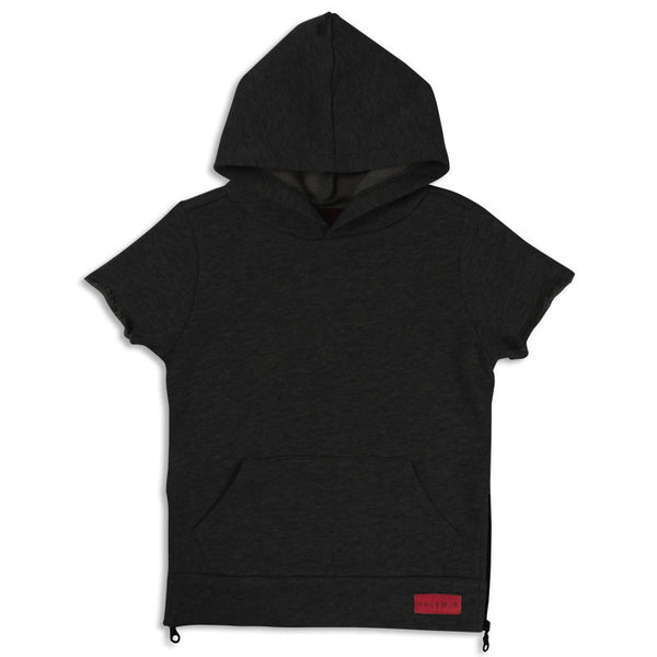 JORDYN SIDE ZIP HOODIE-Grey, Black