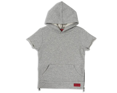 JORDYN SIDE ZIP HOODIE-Grey, Black