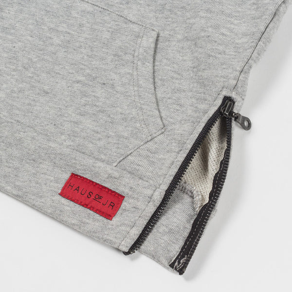 JORDYN SIDE ZIP HOODIE-Grey, Black