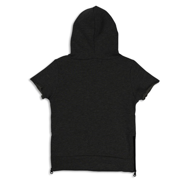 JORDYN SIDE ZIP HOODIE-Grey, Black