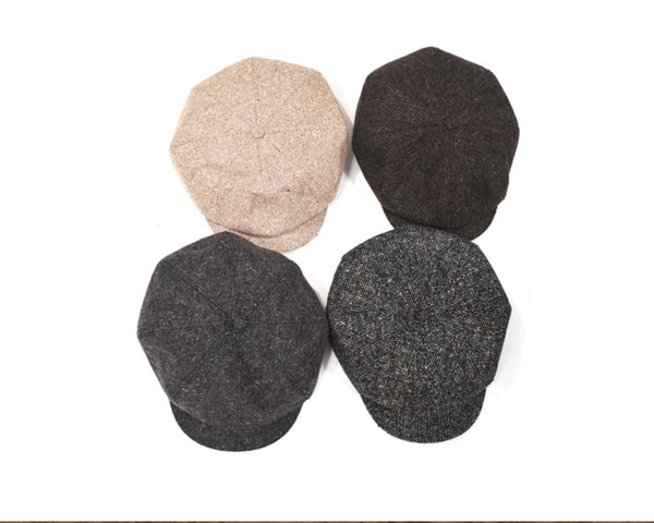 NEWSBOY CAP-Charcoal, Beige, Grey, Brown, Blue Checkered, Red Checkered, Grey Checkered