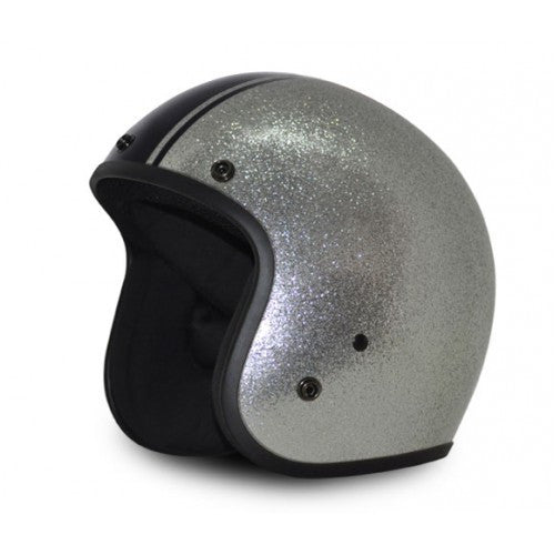 Half Helmet with Retro Racing Stripe, Black