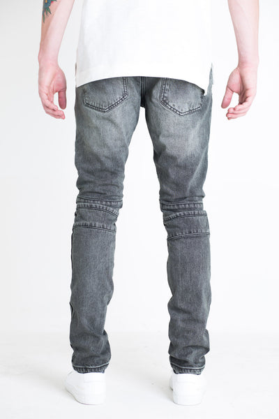 EMBELLISH NYC BIKER DENIM-Charcoal, Blue, Distressed