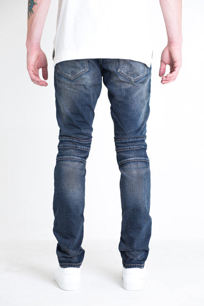 EMBELLISH NYC BIKER DENIM-Charcoal, Blue, Distressed
