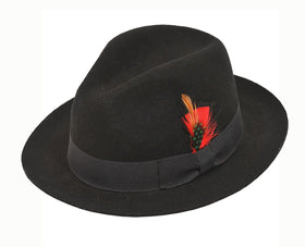 CLASSIC SHORT BRIM FEDORA-Black, Grey