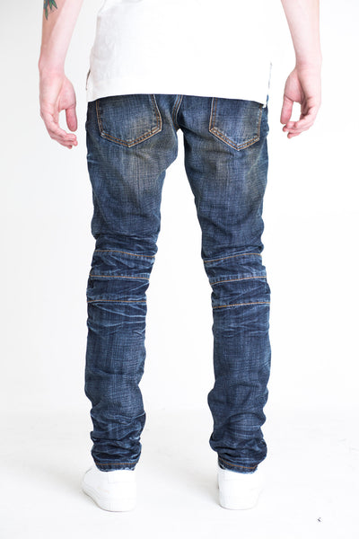 EMBELLISH NYC BIKER DENIM-Charcoal, Blue, Distressed